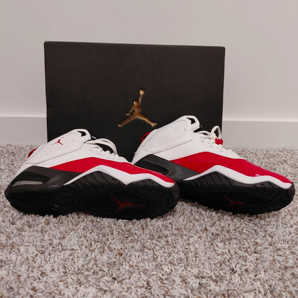 Jordan Red and White High-Top Sneakers
